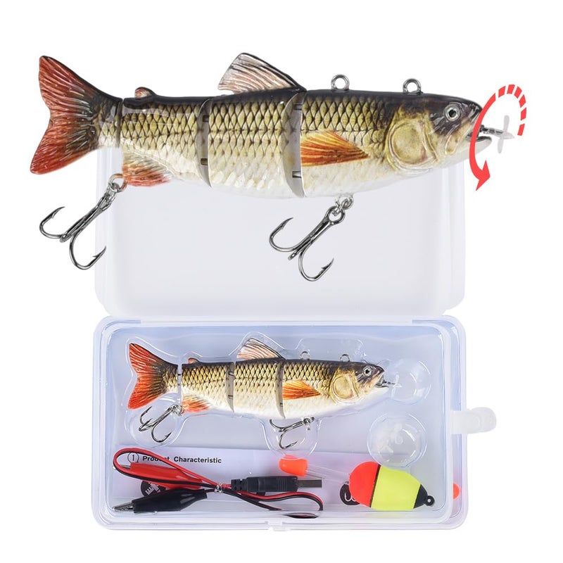 watalure Robotic Swimming Fishing Electric Lures 5.12" USB Rechargeable LED Light Wobbler Multi Jointed Swimbaits Hard Lures Fishing Tackle - Image 1